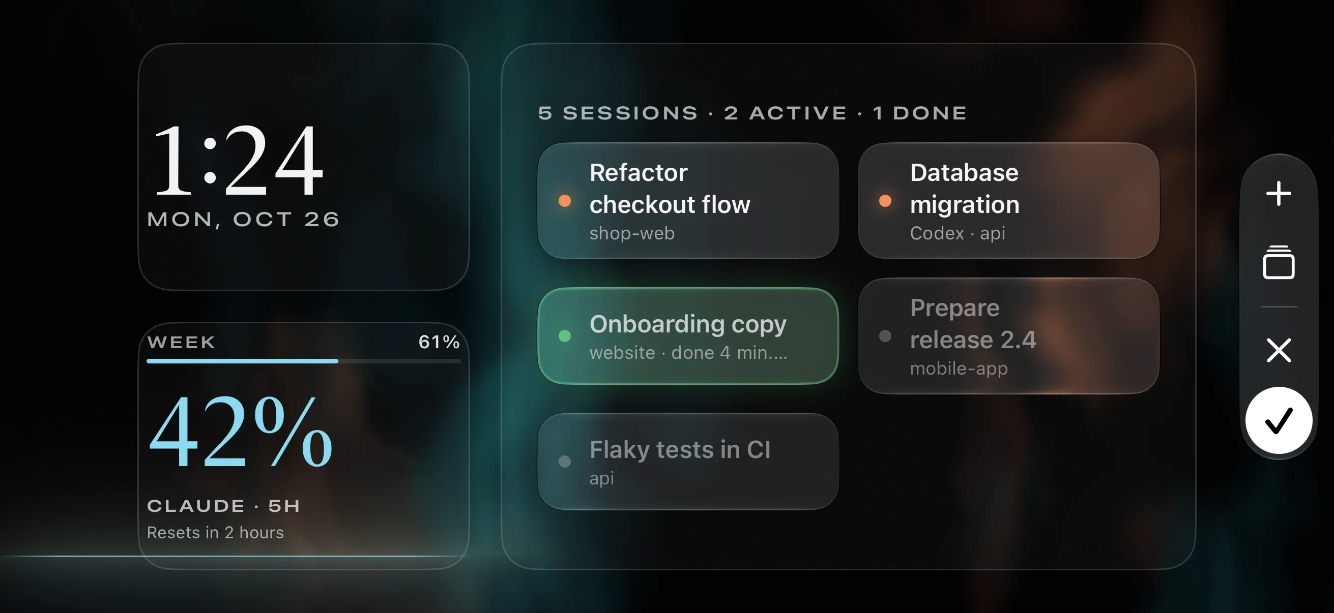 Edit mode with frames around the widgets and a toolbar.